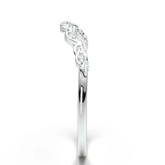 Anillo de filigrana floral curva de diamantes cultivados en laboratorio redondo de 0,05 TCW para mujer en platino 950 Foto 3 de 4