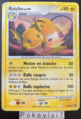 Pokemon Karte RAICHU 8/100 HOLO Diamant und Perle D&P DE GEBRAUCHT