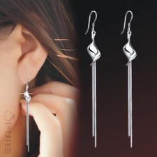 High Quality 925 Sterling Silver Long Tassel Drop Party Dress Dangle Earrings 