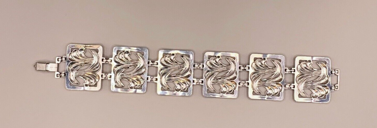 Repousse Openwork Panel Sterling Silver Wave Vtg … - image 7