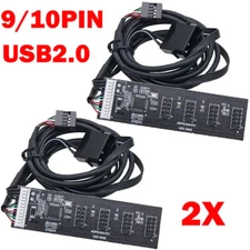 2x USB 2.0 9Pin 10Pin Header 1 to 4 Female Splitter Cable HUB With Adapter US