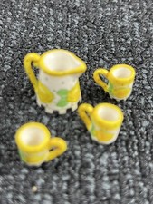 Miniature Doll House Pitcher Which Cups Lot Of 4 Multicolor Fruits
