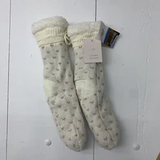 Lauren Conrad Womens White Fuzzy slipper Socks size 9-11