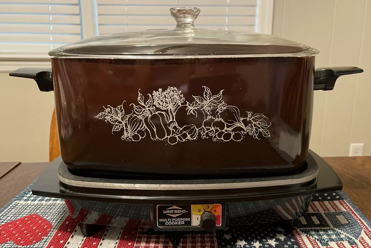 Vintage West Bend 4 Quart Rectangular 5 Setting Slow Cooker With