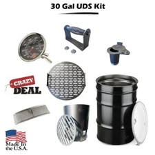 DIY 30 Gallon Premium Drum Smoker Kit Complete WITH DRUM Basket Grate Intake etc