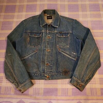 Vintage Wrangler Selvedge Denim Blue Jean Jacket USA Made