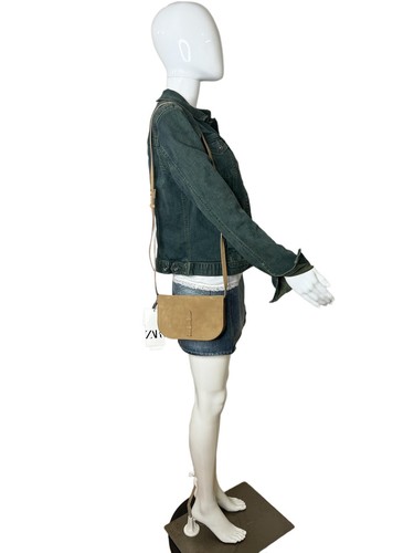 Zara Womens Crossbody Bag Leather Beige Bag Light Brown Tan Handbag New - Picture 9 of 12