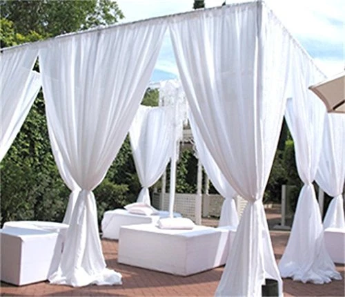 115" x 120" IVORY Chiffon Curtains Drapes Panel for Event Decor Backdrop Draping - Image 2 of 4
