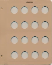 Dansco Coin Album Blank Page - US Small Dollar (President & Native American) $1