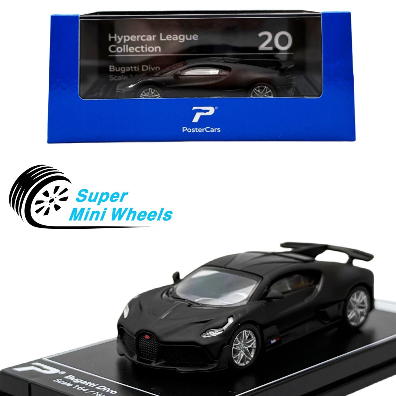 PosterCars 1:64 Bugatti Divo (Black) Hypercar League Collection #20