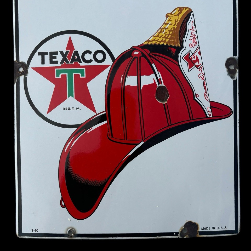 Early Original Vintage 1940 Texaco Fire Chief Porcelain Pump Plate Gas ...