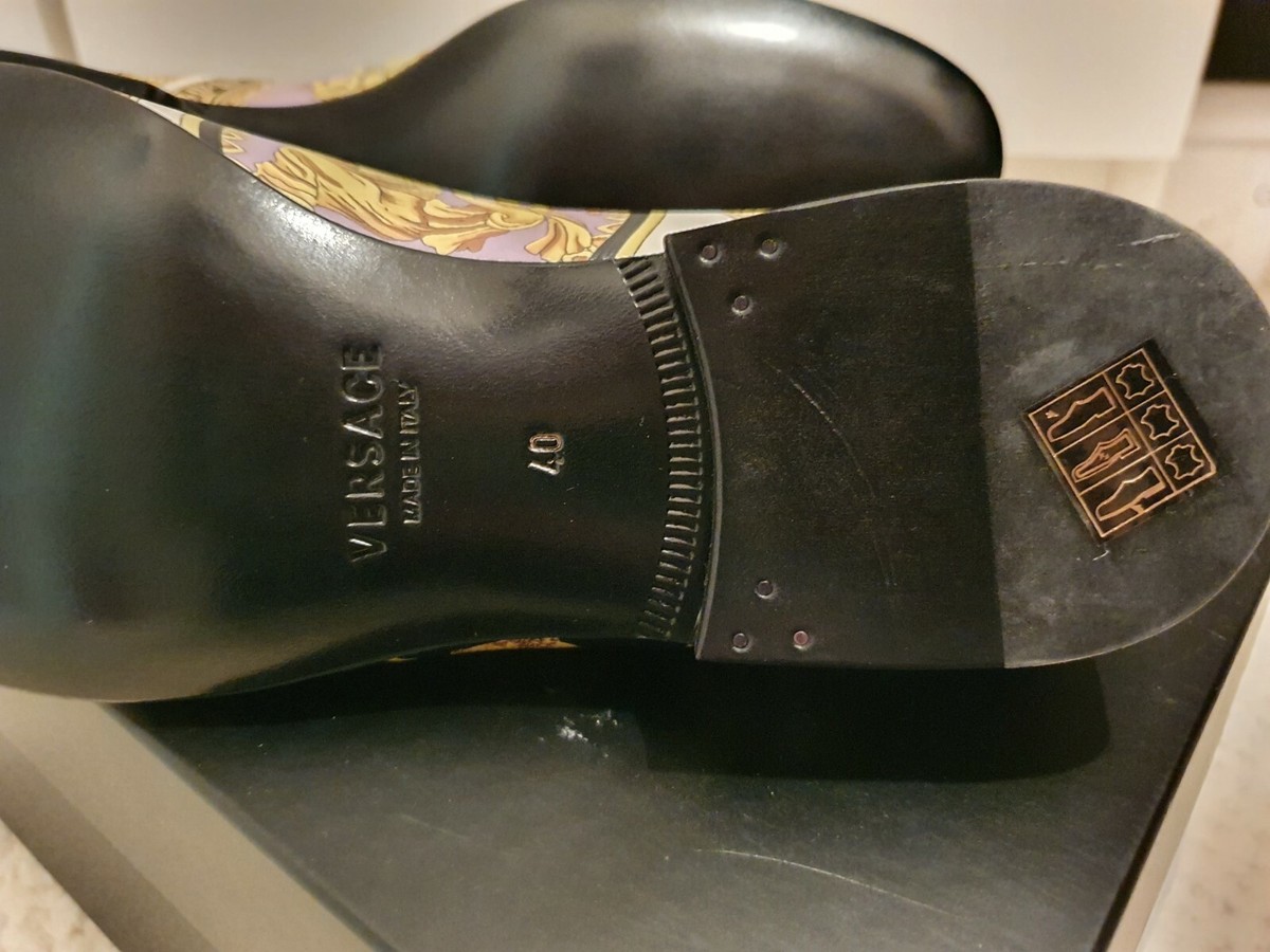 RARE NEW VERSACE LEATHER SHOES SLIPPERS LOAFERS 40 GREEK