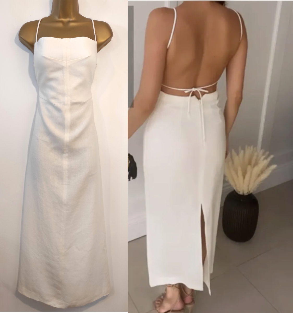 sachin and babi light blue dress WHITE LINEN DRESS V-NECKLINE