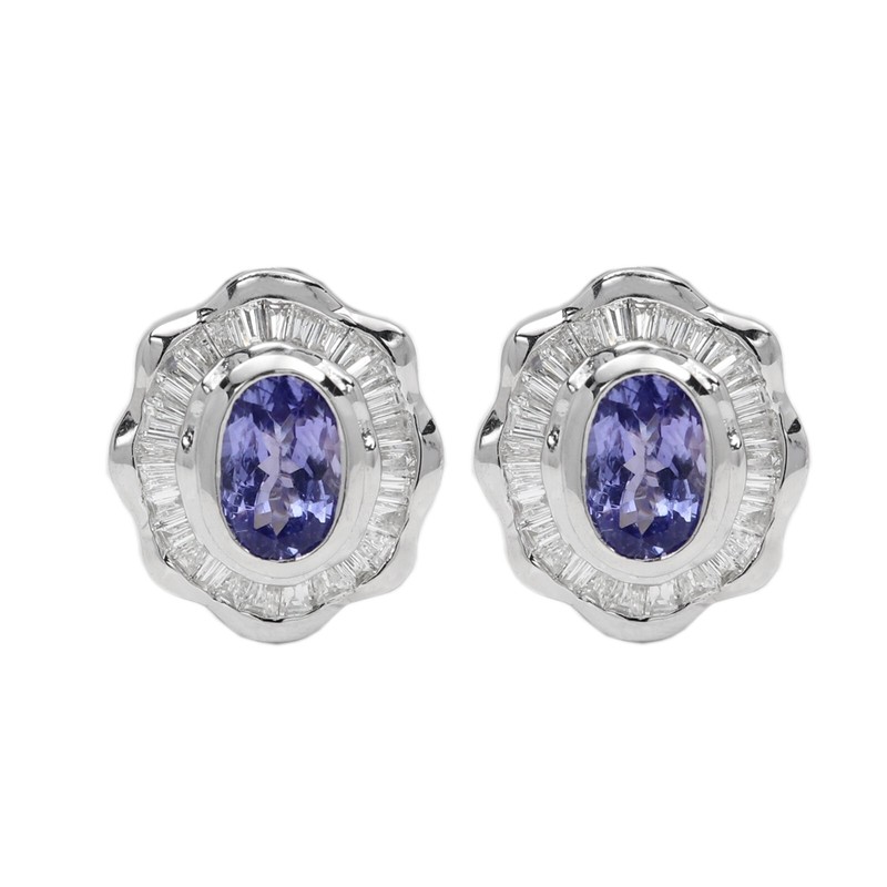  Valentine Tanzanite Diamond Earrings 14k White Gold High Quality Natural Gems 