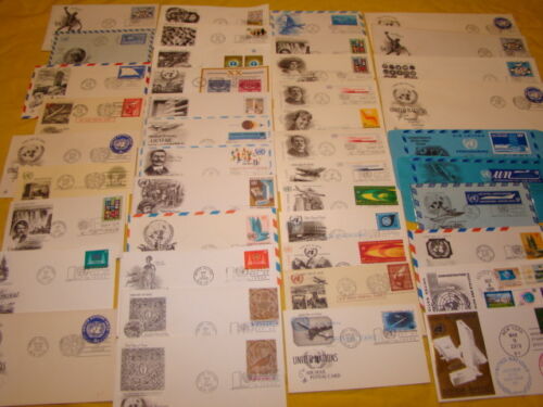 100 UN FDC LOT-- UN FIRST DAY COVERS (ALL UNADDRESSED) VARIOUS CACHETS - Photo 1 sur 5