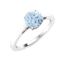 Sterling Silver Aquamarine Gemstone Solitaire Womens Gift Boho Ring Jewelry