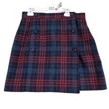 Vintage GAP Wool Blend Plaid Mini Skirt Size 10 Y2K Preppy Tartan Button Front