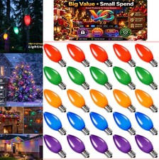 25 Pack C7 LED Replacement Bulbs E12 Screw Base Multicolor Christmas String