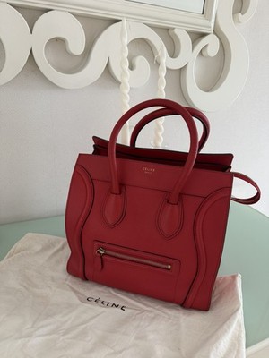 Authentic Celine Phantom Medium  Tote bag Red Calf Skin