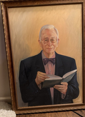 John D. Maggin Signed Framed Realism Portrait Painting Man Reading 2004 Large