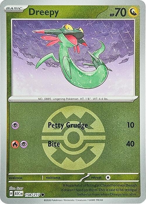 Pokemon Card: DREEPY - 158/217 - Quick Ball Reverse - Ascended Heroes - NM