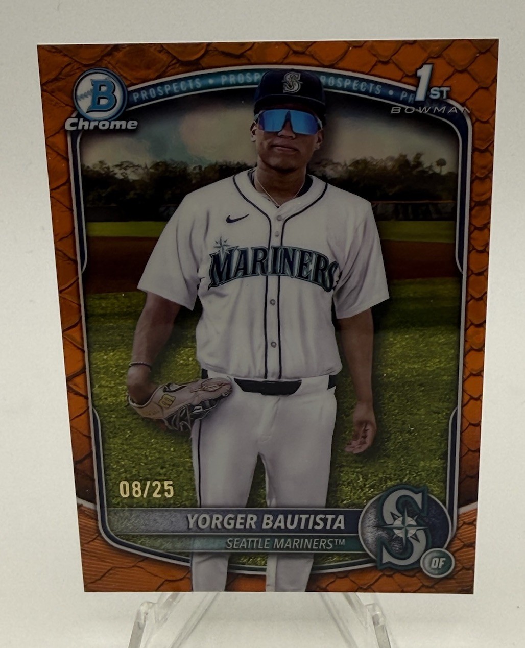 2025 Bowman Chrome 1st - YORGER BAUTISTA - Orange Reptilian /25 Seattle Mariners