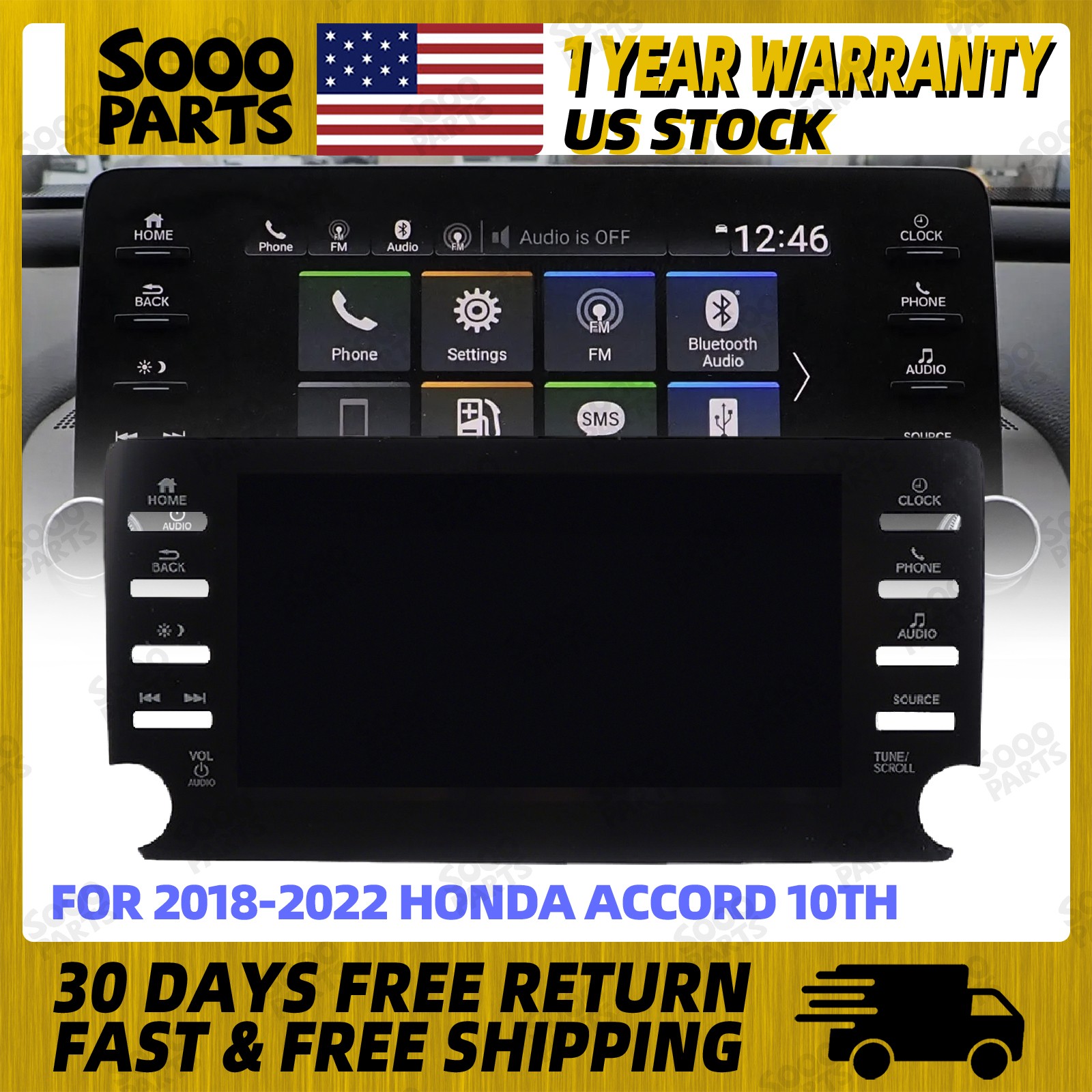 8" Radio LCD Display Touch Screen For 2018-2022 Honda Accord 39710-TVA-A110-M1