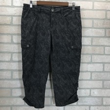 Eddie Bauer Adventurer Capri Pant Women's 6 Gray Floral Outdoor Hiking Cargo