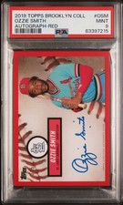 2019 Topps Brooklyn Collection Red PSA 9 Auto Ozzie Smith #OSM Cardinals HOF 3/5