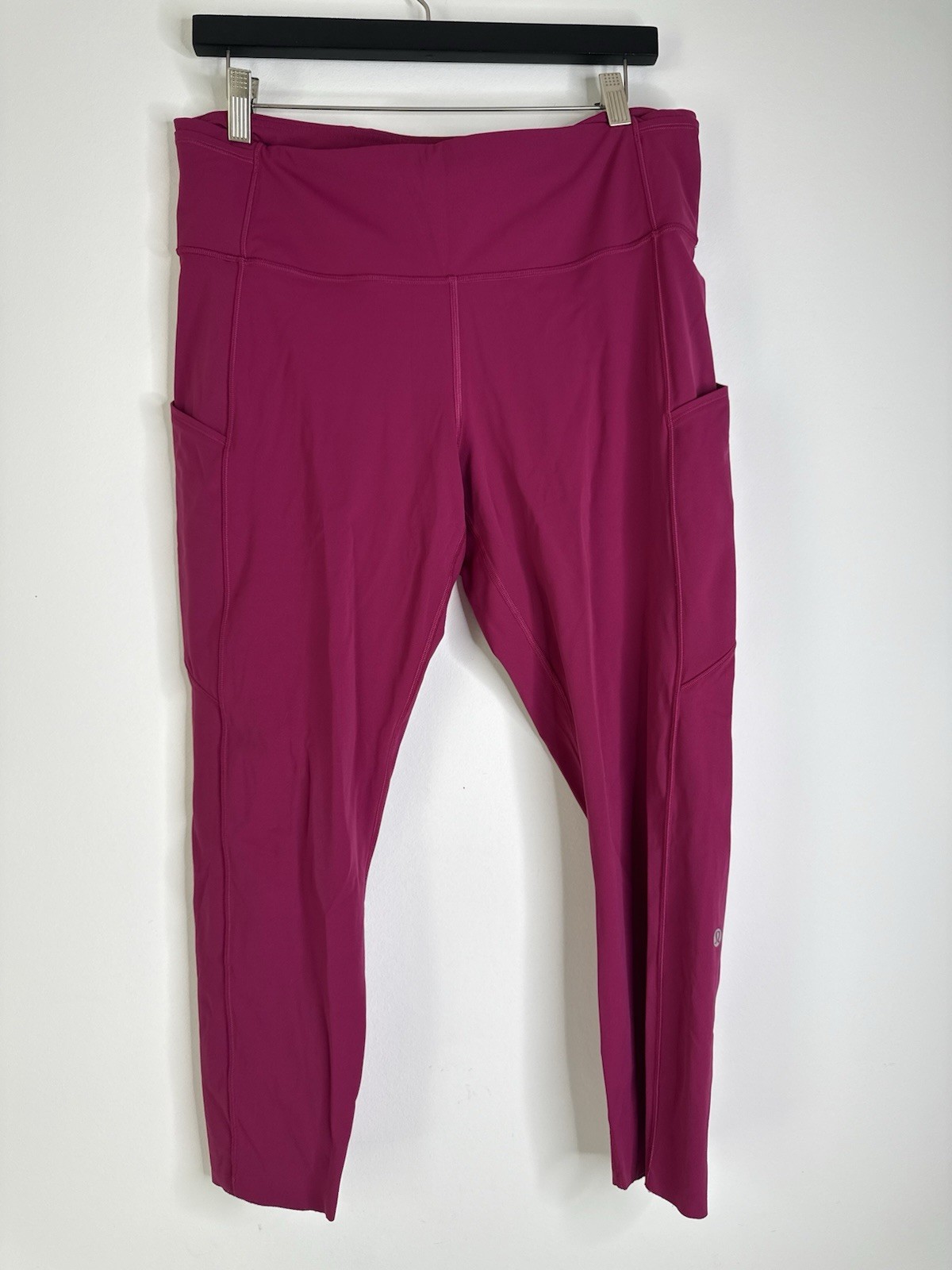 Lululemon Align High Rise Crop Leggings Pink Womens Size 14 Pockets