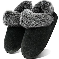 New Women's Fuzzy Memory Foam Faux Fur Lined House Shoes Slippers size 8 - 8.5