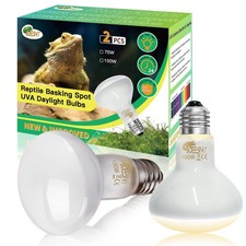 Pack of 2 Reptile Basking Light Bulbs - Incandescent 100W Simulated Sunlight ...