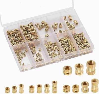 280 BRASS THREADED INSERTS KNURLED PRESS IN INSERT NUTS FOR PLASTICS M2 M2.5 M3