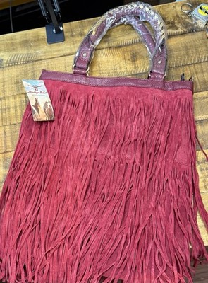 Heritage West Fringe Crossbody Bag In Wine Color NWT Never Used
