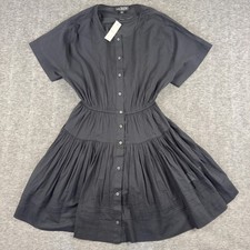J Crew Shirt Dress Womens Small Black Cotton Short Sleeve Button Front CK805