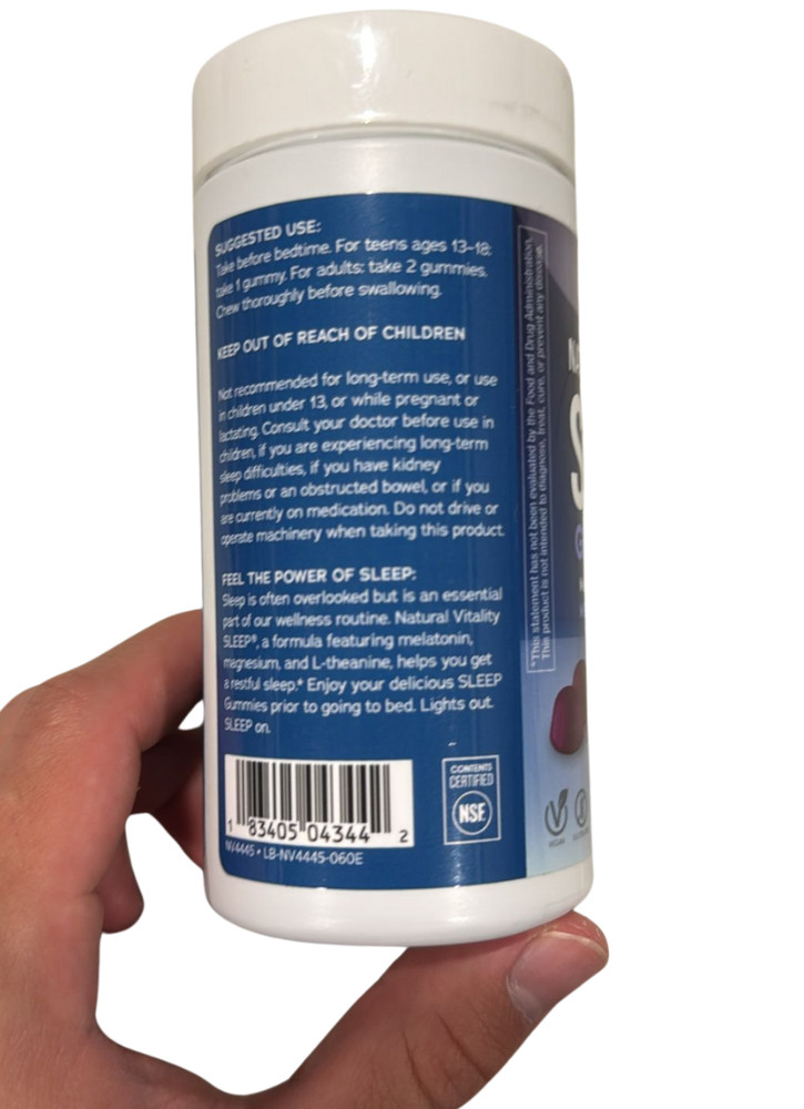 Natural Vitality Calm Sleep Gummies Magnesium & Blueberry Pomegranate 60ct 4/26