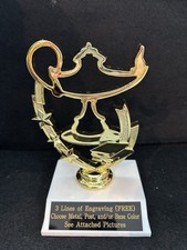6" Tall Lamp Of Knowledge Profile Trophy please Look At All Pictures 