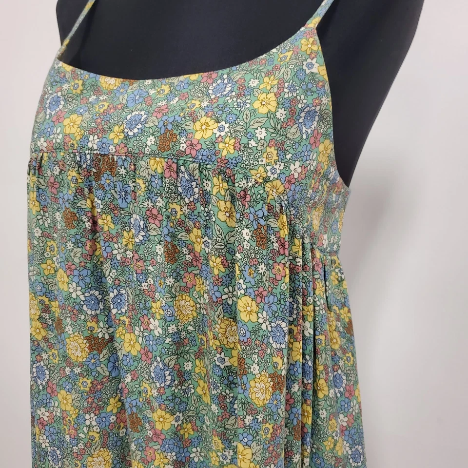 Maxi Vestido Natural Life Mujer Delicado Floral Sin Mangas Talla S Verde Boho Hippie Foto 2 de 4