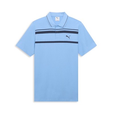 PUMA Essentials Elevated Striped Short Sleeve Polo Shirt Mens Blue Casual 688844