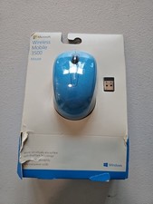 Box Damaged Microsoft Wireless Mobile 3500 Cyan Blue Mouse W/Dongle Model 1571
