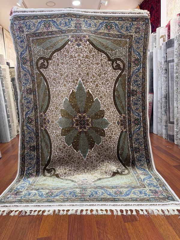 Turkish Pure Silk Rug   Luxury Oriental Carpet Floral Mint Green 8x11 ft
