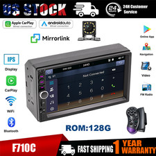 2DIN Double 7 Touchscreen Car Stereo with BT GPS Apple/Android CarPlay 128G