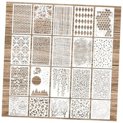 Cubist Mixed Media Layering Stencils for Painting on Wood, Texture Demask Leaf 