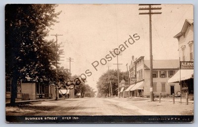 K56/ Dyer Indiana RPPC Postcard c1910 Business Street Stores Bregstone 51