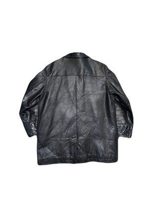Vintage GAP Black Leather Car Coat Jacket 