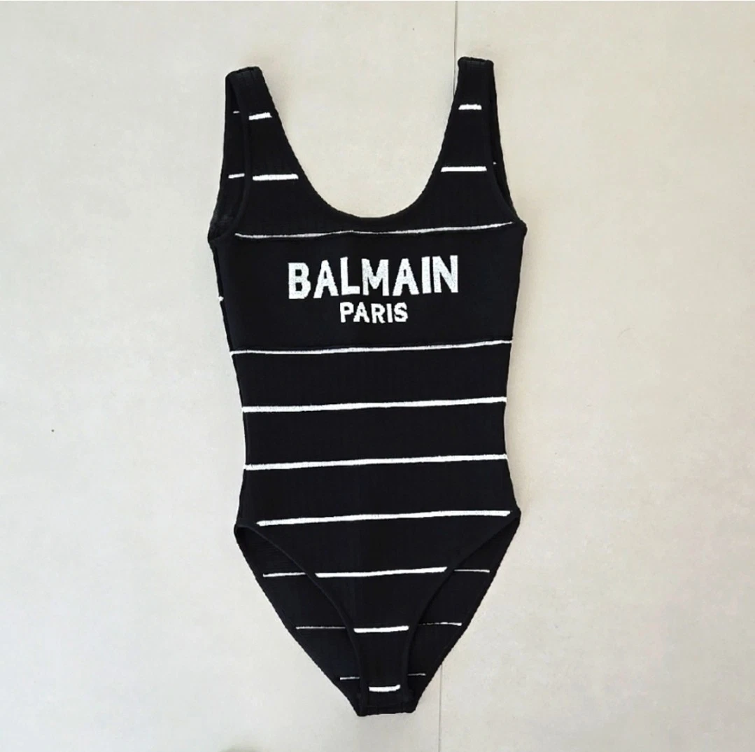 Balmain — Balmain Black and White Striped  Knitted Bodysuit Size 34