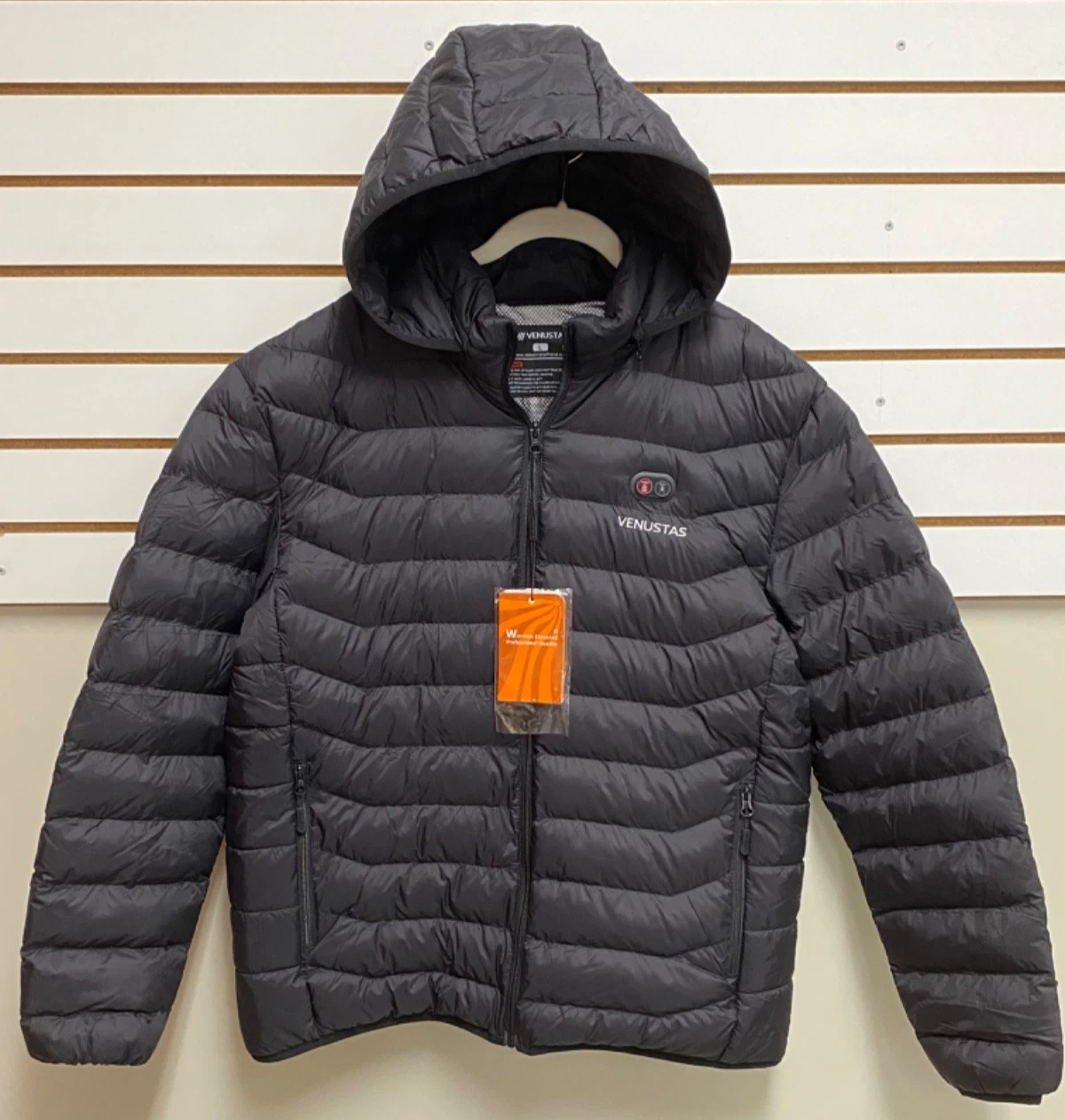 Venustas Dual Controlled Black Heated Puffer Jacket Unisex Large NWT
