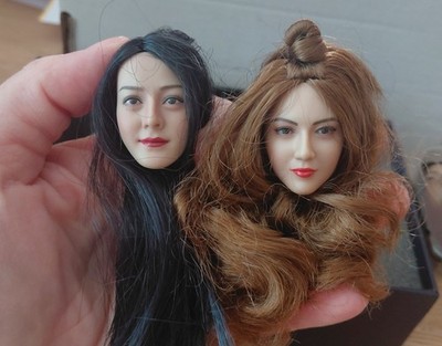 1/6 Lot of 4 sculptured asian heads action figure Phicen