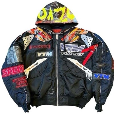 FW19  VETEMENTS  x  Alpha Industries  *Racing Bomber Jacket* Black/Navy (sz  M )