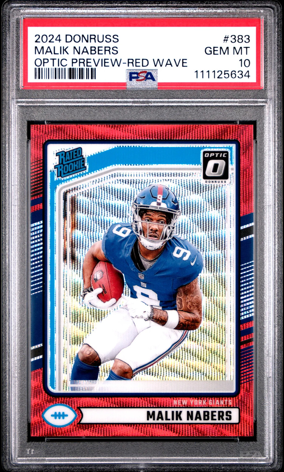 Malik Nabers Panini Donruss #383 Optic Preview-Red Wave